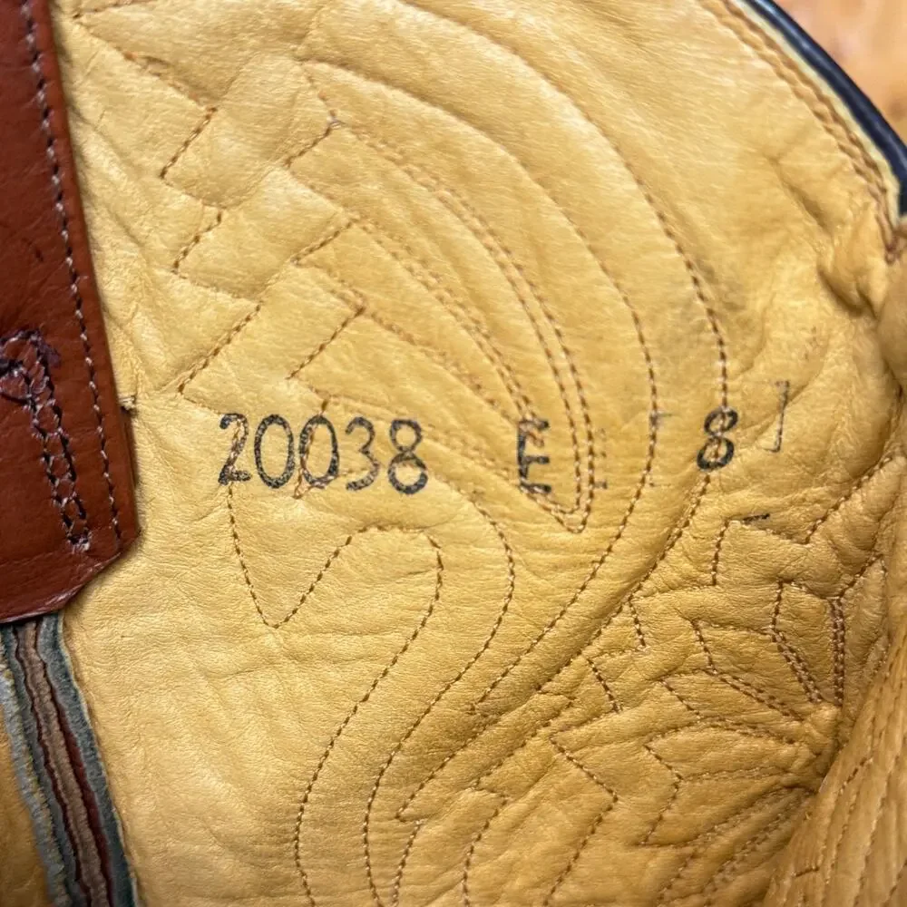 MONTANA MEN TOP QUALITY WESTERN OSTRICH & LEATHER WESTERN cowboy BOOTS us8